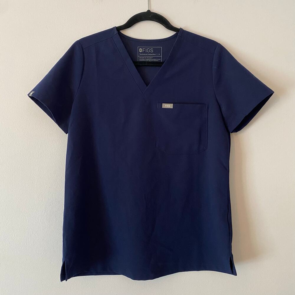 FIGS Navy Blue Catarina Scrub Top Uniform Nurse Doctor V-neck Women's size Small